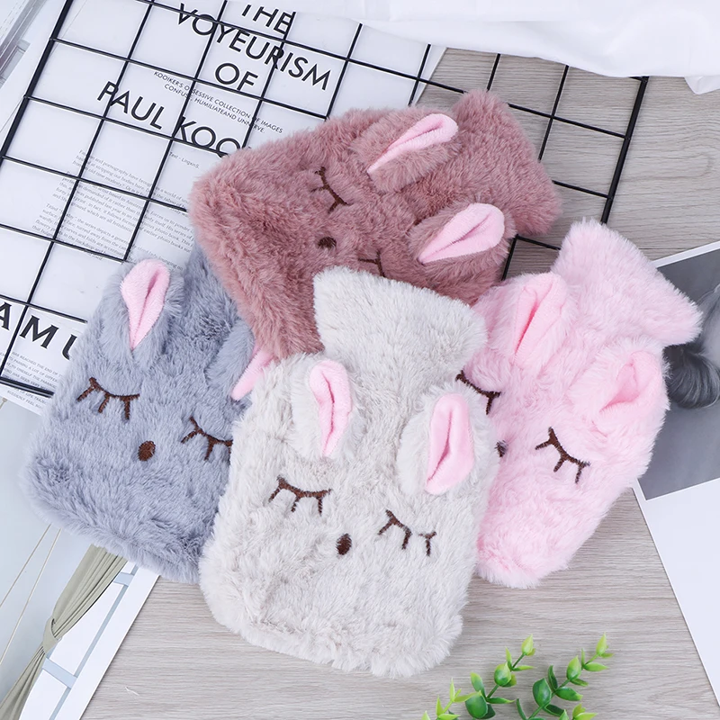 Winter Warm Heat Reusable Hand Warmer Cute PVC Stress Pain Relief Therapy Hot Water Bottle Bag with Knitted Soft Cozy Cover