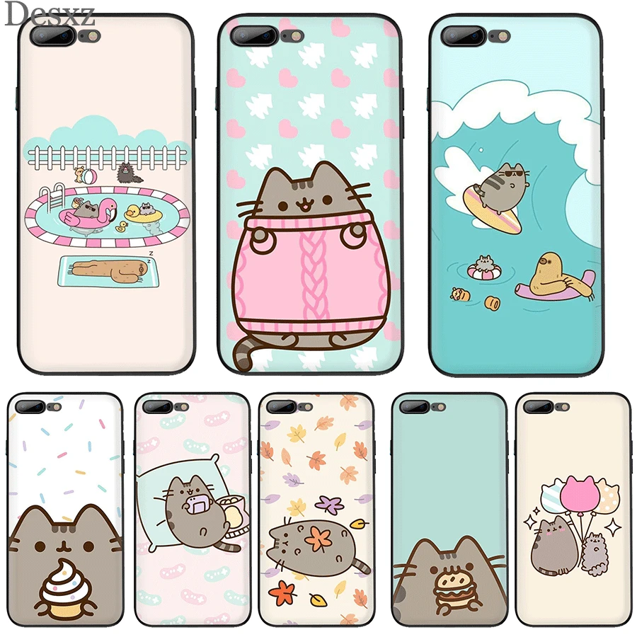 

Mobile Phone Case tpu for iPhone 11 Pro XR X XS Max iPhone 7 8 6 6s Plus 5 5S SE Cover Cute Pusheen Cat Cartoon Meow