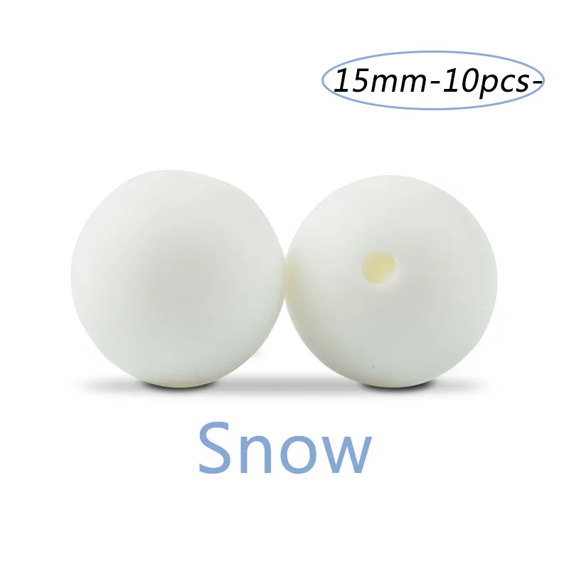 snow LOFCA 10 шт./лот, силиконовые бусины, 15 мм, свободные бусины, Детские Прорезыватели, игрушка без бисфенола, пищевого класса, DIY, жевательные ювелирные подвески, изготовление - Цвет: snow