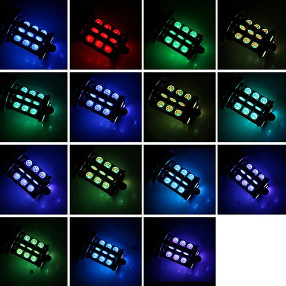 H7/H11/9005 RGB светодиодный противотуманный светильник, красочный автомобильный головной светильник, лампа с дистанционным управлением, задний фонарь, автомобильная противотуманная фара