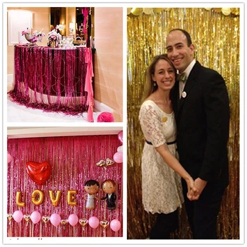 

3M Gold Foil Striped Golden Red Blue Curtain Shiny Metal Tassel Wreath Wedding Photography Backdrop Birthday Party Decoration