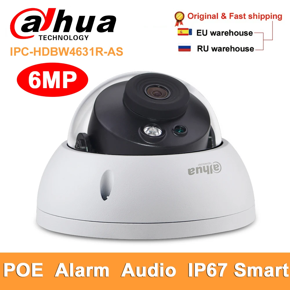 Dahua IP купольная IP камера cctv 6MP IPC-HDBW4631R-AS безопасности IP67 IR30 POE Встроенный слот для sd-карты Аудио Сигнализация PK IPC-HDBW4431R-AS