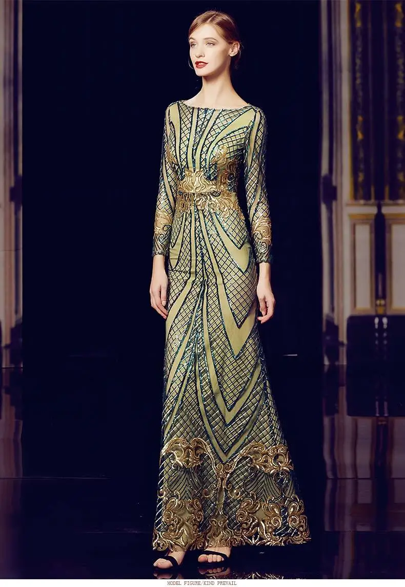 BacklakeGirls/вечернее платье с блестками с длинными рукавами высокого класса Vestido De Ver O Vestido De Noite Casamento на молнии сзади