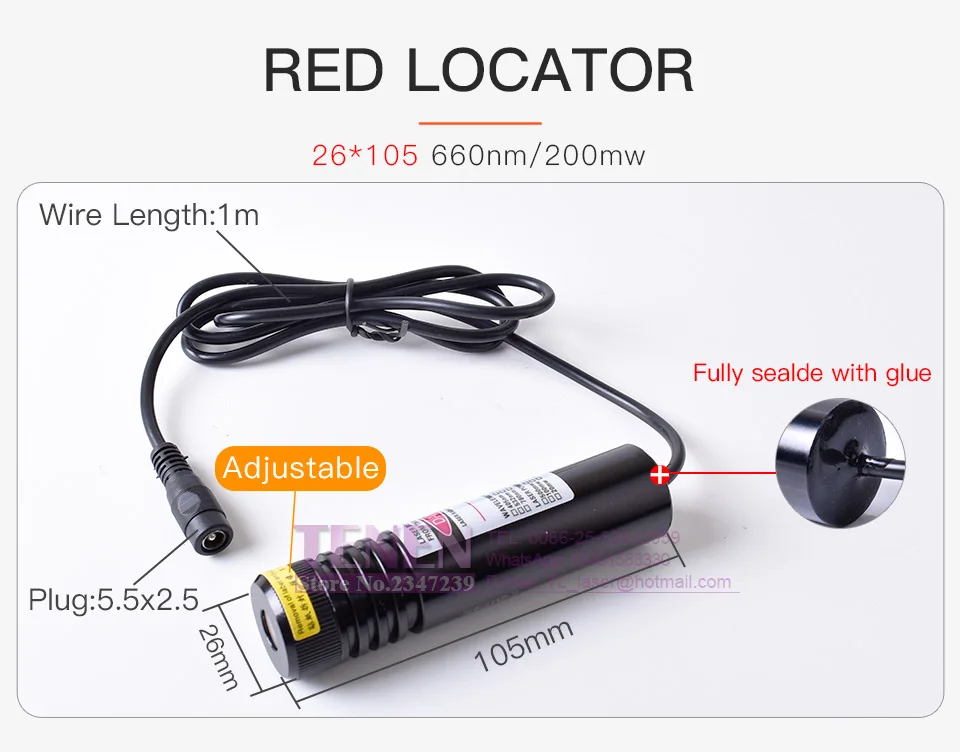 26*105 мм Регулируемый лазерный луч 660nm диодный модуль локатор ЕС AU UK адаптер 5 В 200 МВт красная лазерная указка лазерной линии позиционер для лазерного станка