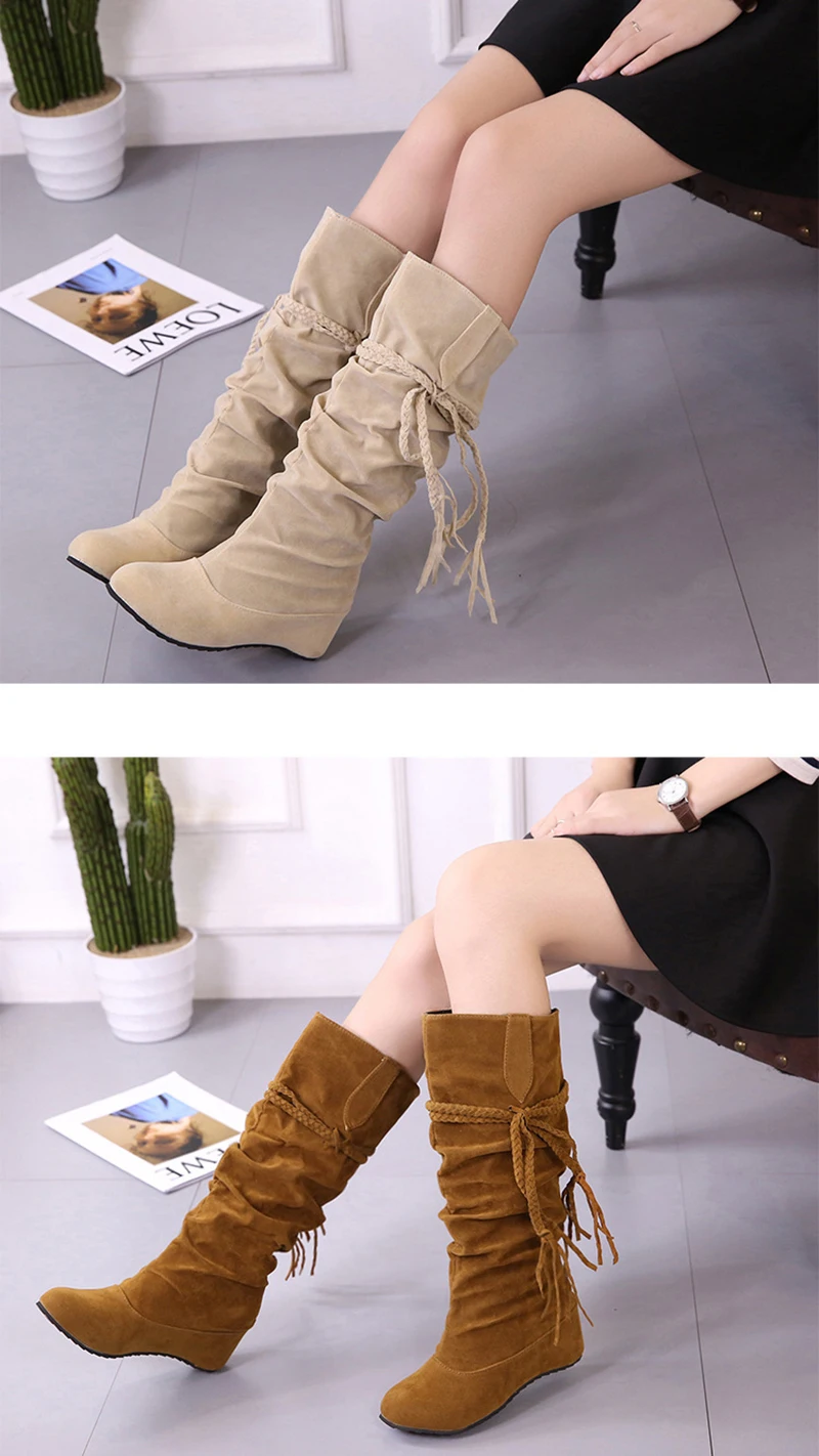 Increased Internal women long boots plus size autumn women shoes winter leather heels snow boots ladies bota feminina 2019 VT375 (14)