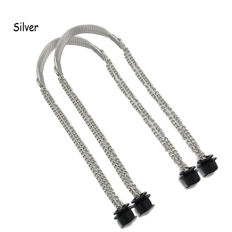 1 Pair Superfiber Leather Flat Handles  Handle Double Metal Chain for O Bag for EVA Obag Women Bag accessories 