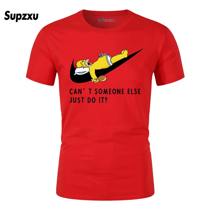Летняя футболка Симпсон с забавным принтом в стиле хип-хоп, мужская хлопковая брендовая футболка с круглым вырезом и короткими рукавами, футболка homme camisetasrt - Цвет: red