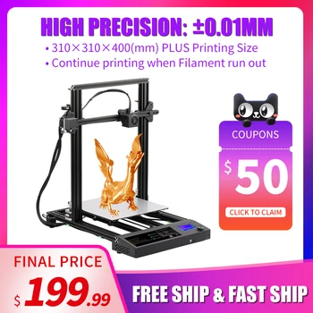 

SUNLU FDM 3D Printer Build Large Print Size Works Automatic US UK Adapter 3d Extruder DIY Delicate Artwork 310x310x400mm