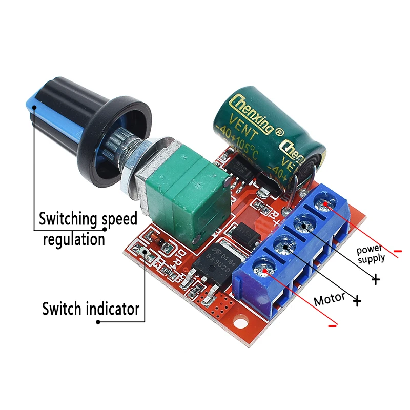 Мини 5A 90W PWM 12 вольтового источника электропитания постоянного тока Скорость Управление; модуль DC-DC 4,5 V-35 V Регулируемый Скорость контроль регулятора переключатель регулятора 24V