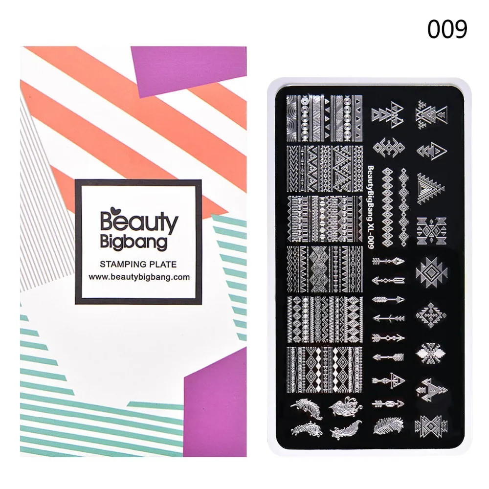 

BeautyBigBang Nail Stamping Plates Bohemia Style Nail Art Accessories Tools Stamping Template Geometry Stainless Steel Nail Mold