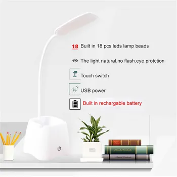 

Portable LED Desk Lamp 3 Modes Touch On/Off Switch 7000K Eye Protection Clip Table Lamps USB Rechargeable Reading Dimmable table
