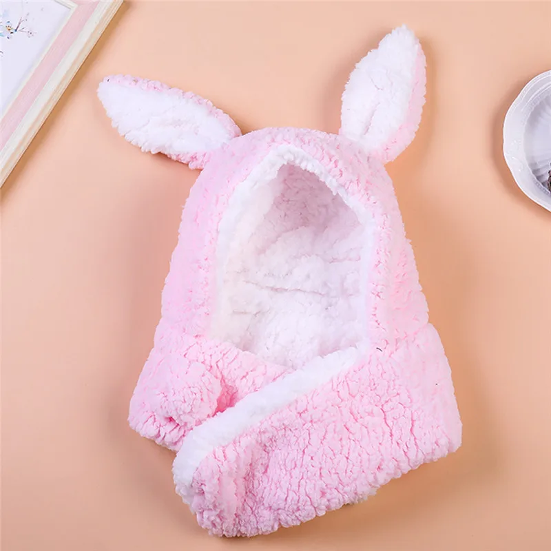 Регулируемый головной убор для маленьких девочек, толстый шарф, вязаная шапка с ушами, защитные шапки с горловиной, шапки czapki dla dzieci#3O08