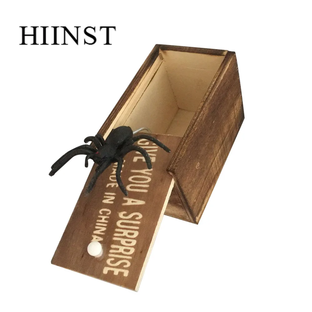 HIINST, детские игрушки, пугающая Маленькая деревянная коробка, паук, страшная игрушка,, отличный подарок для ребенка на День дурака, для семьи, детская забавная игрушка