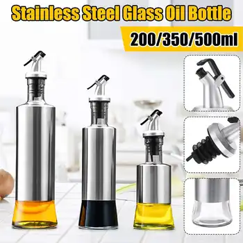 

200/350/500ml Kitchen Baking Oil Sprayer Cooking Seasoning Bottle Dispenser Sauce Bottle Glass Storage Bottles for Oil Vinegar