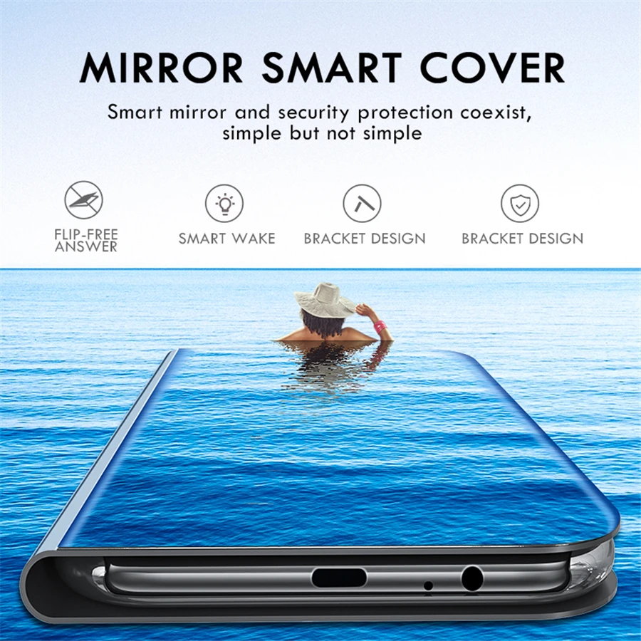 360 Penutup Penuh Cermin Plating Flip Case untuk Huawei Kehormatan 7A Dua L22 AUM AL20 L29 Pelindung Cellphone Cover untuk 8A 7C Pro 8C 8X