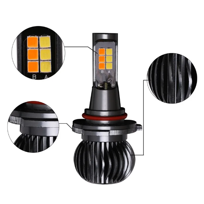 Dual Colors All in One H11 H8 H9 9005 HB3 9006 HB4 H7 H1 H3 880 881 LED Car Fog Light Bulbs 3000K 6000K Switchback Auto Foglamps