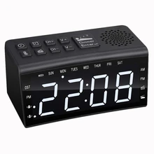 Radio Alarm Clock, Fm Am Radio With 2 Alarm Clock And Big Screen Adjustable Light Number Night Vision Clock Thermometer European