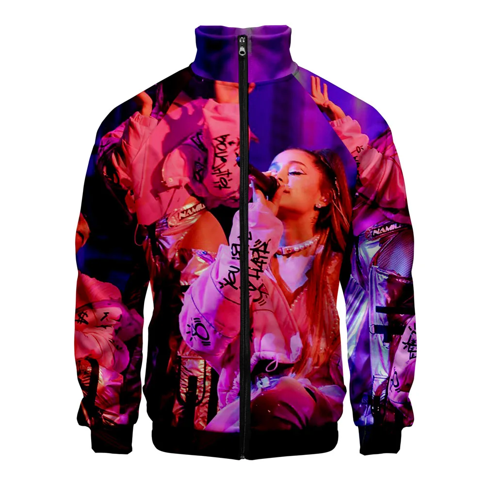 Ariana Grande толстовка на молнии повседневные толстовки Модные крутые Highstreet осенне-весенняя одежда Толстовка для женщин