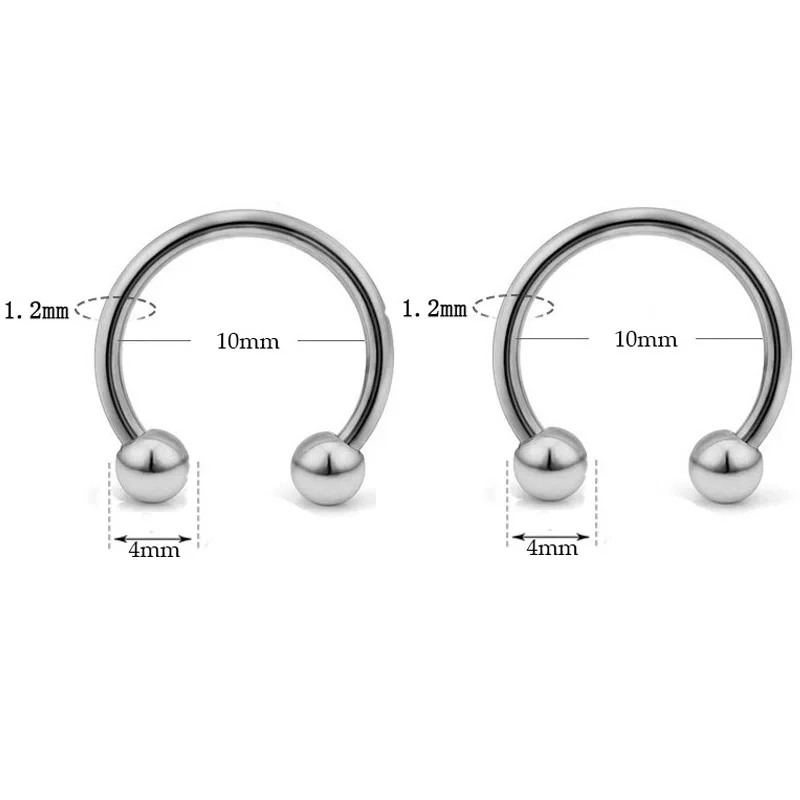 6 шт./компл. Нос Кольца винт C в форме подковы из нержавеющей стали, серьги-кольца для пирсинга перегородки носа, бижутерия для пирсинга, 16G спирали кольца, пирсинг тела, украшения