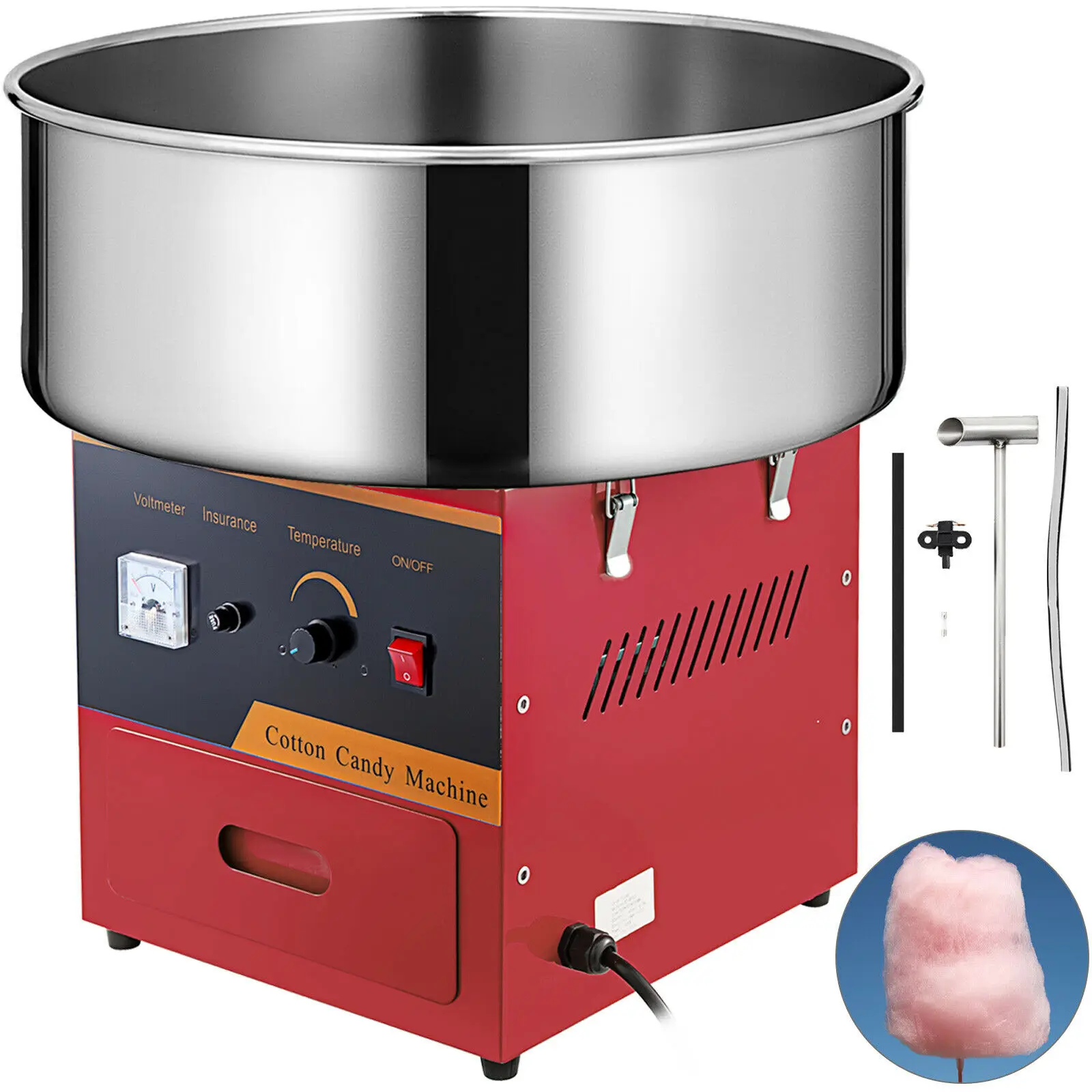 

Free shipping for EU Cotton Candy Machine 1000W nominal 7 Servings / Min Stainless Steel Product Description