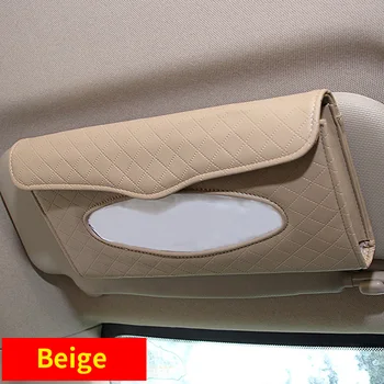 

Multifunctional Leather Car tissue box hanging sun visor creative ceiling type carton car interior supplies car tissue box
