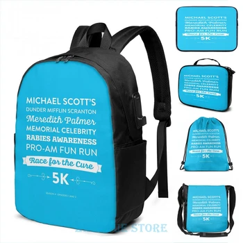 

Graphic print The Office - Rabies Awareness Fun Run USB Charge Backpack men School bags Women bag Travel laptop bag