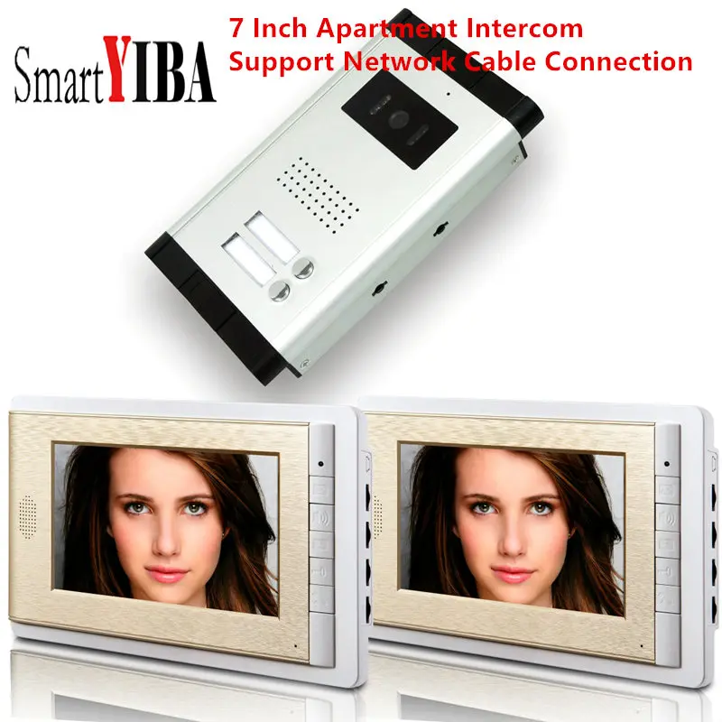 2 Apartments Video Intercom 7 Inch Monitor for 2 Families/Floors Apartment Video Doorbell IR Camera apartment intercom system with door release