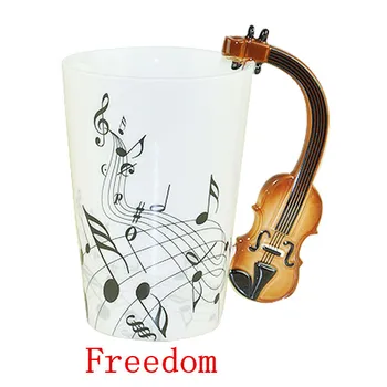 

Free Shipping High Quality 60pcs/lot Music Cup Violin Enamel Cup Tea Cup Ceramic Cup Great Gift