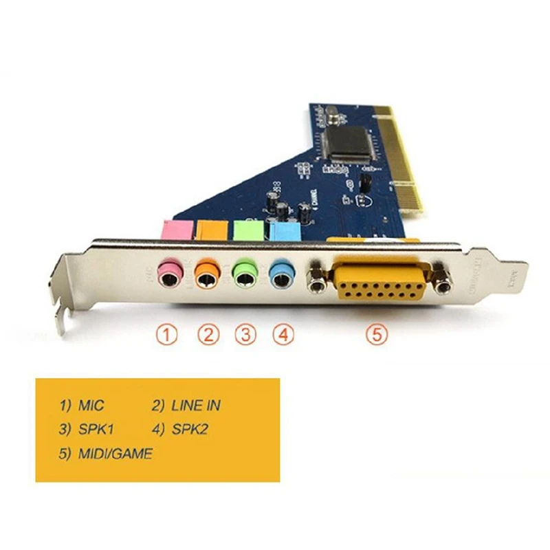 Горячая 4 канала 8738 чип 3D аудио стерео Pci Звуковая карта Win7 64 бит