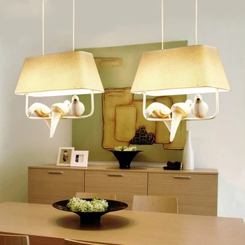

Mediterranean light 3 birds light dining room Pendant Lamp retro Restaurant balcony aisle cafe lights E27 fabric chandelier