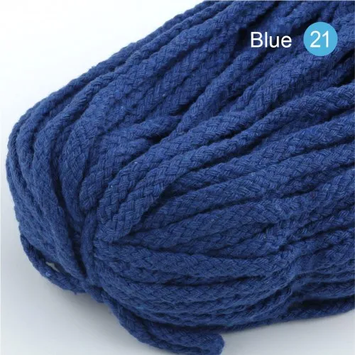 5M Blue 5 м/лот, 5 мм, толстый цветной декоративный витой шнур, чистый белый, красный, розовый, зеленый, черный, вязаный шнур, Котон, декоративная веревка - Цвет: 5M Blue