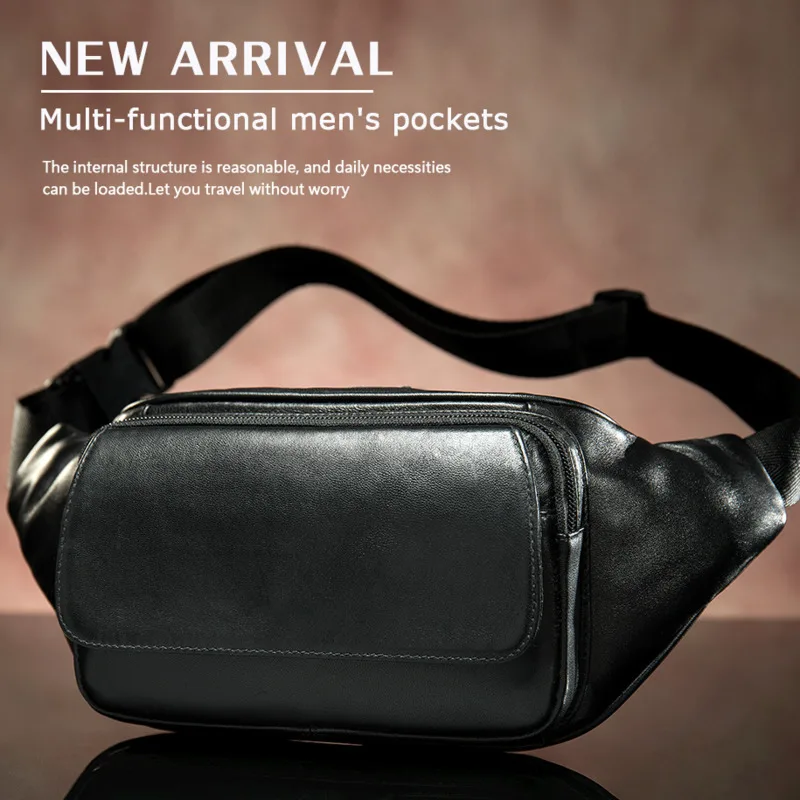

Waist Bags Sheep Leather Men's Belt Men Waist Pack Male Fanny Pack Black Small Hip/Bum Bag Leather Waist Bag Heuptas Heuptasje