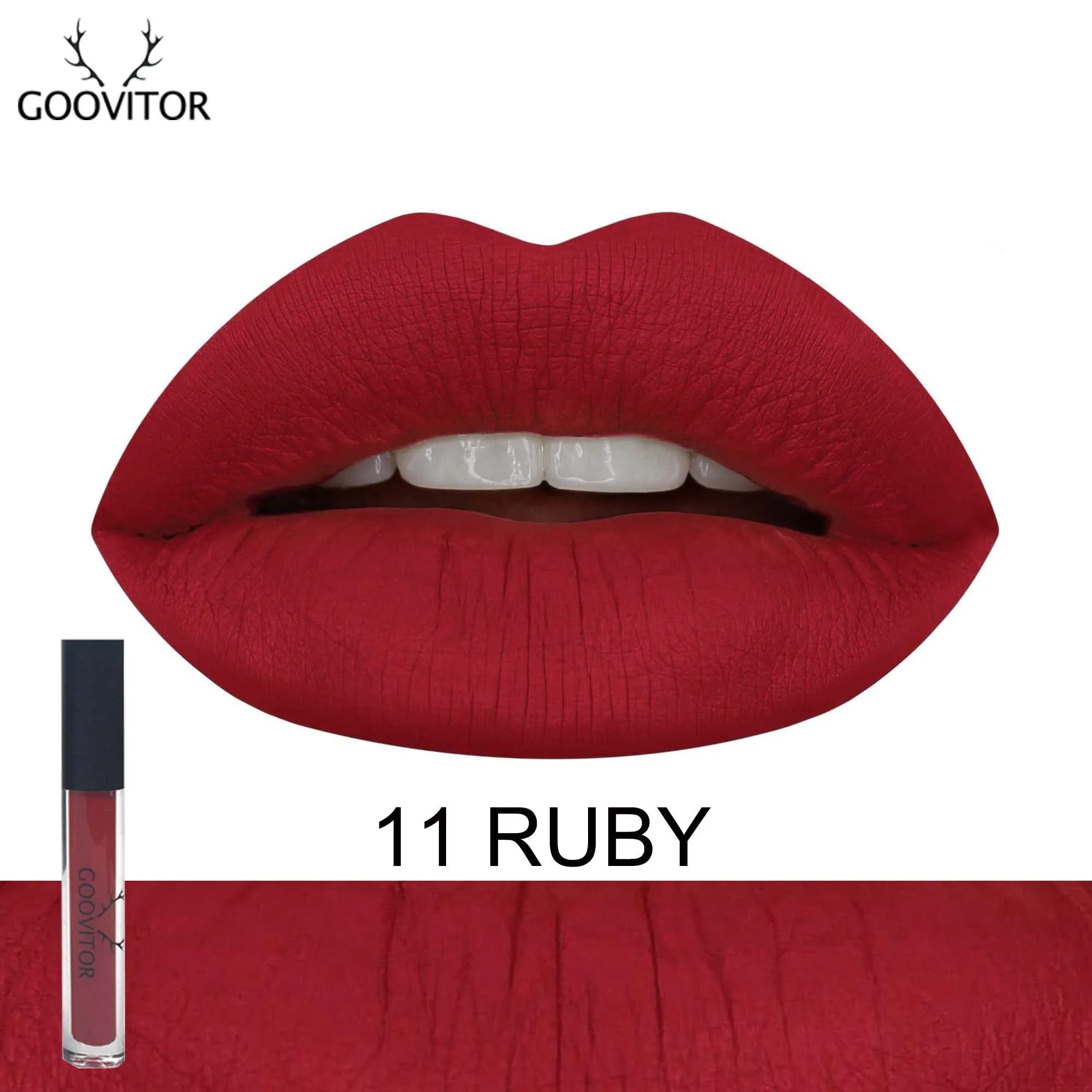 11 Ruby Goovitor стойкая высокопигментированная Матовая жидкая губная помада, блеск для губ, водостойкий красный бархат, телесный, 25 цветов, макияж - Цвет: 11 Ruby