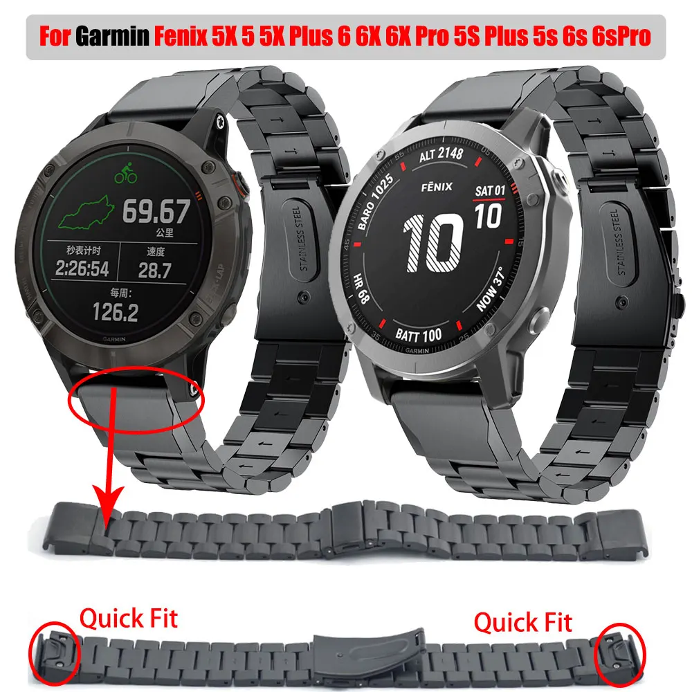 Hot 20 22 26mm Smart Steel Belt Quick Release Replacement Strap For Garmin Fenix 6 6S 6X Pro 5 5X Plus 3 Instinct Wristband Band |