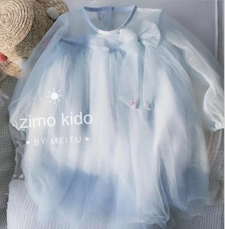 Новое платье принцессы для девочек, модные весенние детские праздничные платья с бантом для девочек 3-8 лет