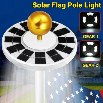 

128LED Solar Flag Pole Light Waterproof Outdoor Banner Lamp 2 Modes Light Sensor for Household Outdoor Courtyard Ornament