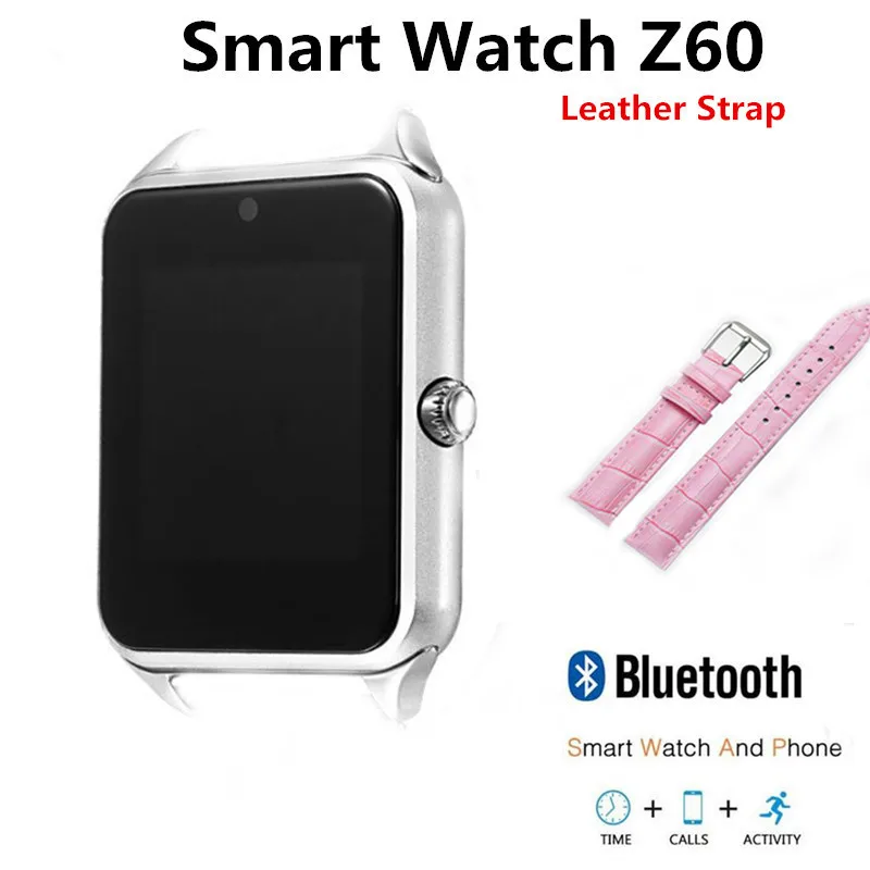 

2019 Smart Watch Z60 Leather Strap Clock with Sim TF Card Slot Push Message Bluetooth Connectivity All Android Phone PK V8 Y1 S8