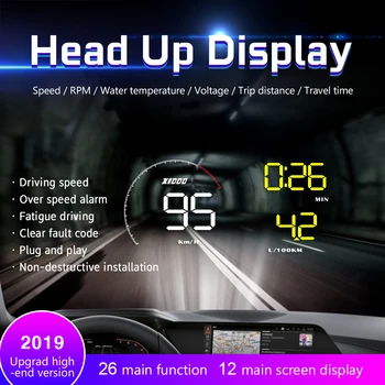 

A9 With Lens Hood Windshield Projector OBD2 II EUOBD Car HUD Head Up Display Overspeed Warning System Voltage Alarm DFDF