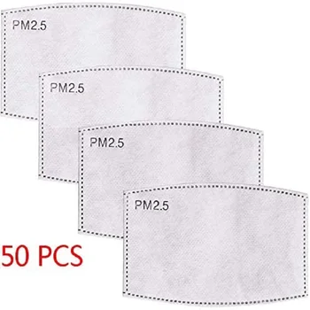 

50PCS PM2.5 Mask Filter Cartridge Anti Haze Dust Proof Square Arc Active Carbon Filter for PM2.5 Mask Filter