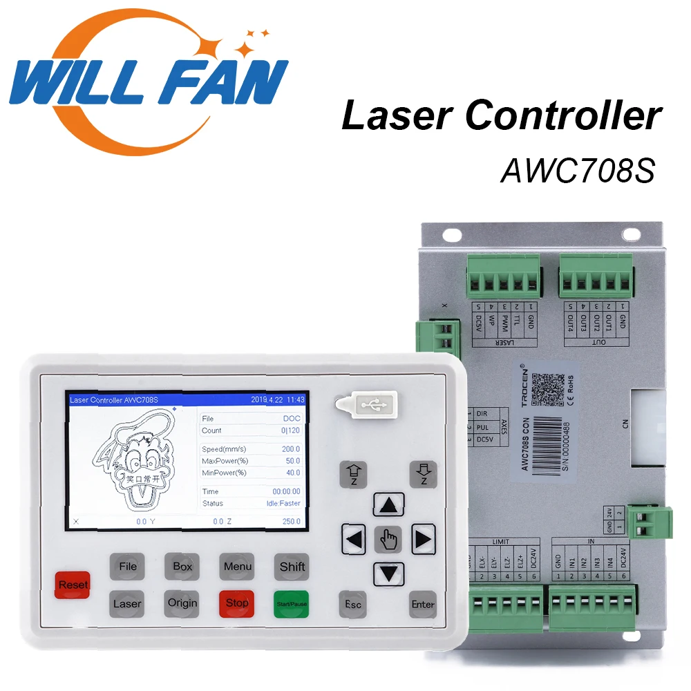 

Will Fan AWC708S Laser Controller Mainboard For Co2 Laser Engraving Cutter Machine Laser System Laser Machine Parts