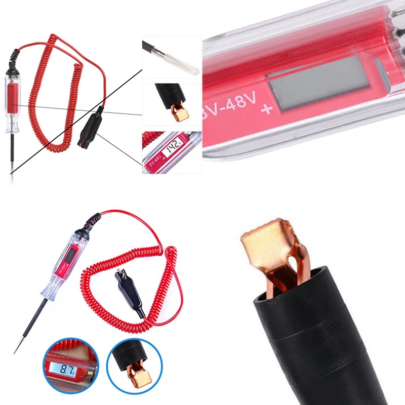 

Car Electric Circuit Tester LCD Digital Light Voltage Test Pen Power Probe Diagnostic Tool For Motorbike Boat 3V-48V Portable