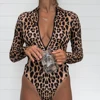 Long Sleeved, Rash Guard, Snake Skin, Leopard Print, Zippered One Piece Swimsuit 4