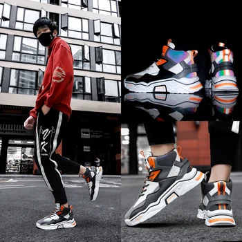 

Tyburn Fashion Thick Bottom Men Sneakers Trend Outdoor Men Shoes Light Breathable Reflective Casual Shoes Popular Leisure Shoes