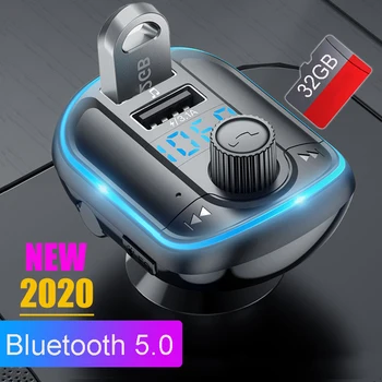 

JINSERTA 2020 Bluetooth 5.0 Car FM Transmitter 3.1 Quick Charger FM Modulator TF USB Pendrive Music In Car MP3 Player