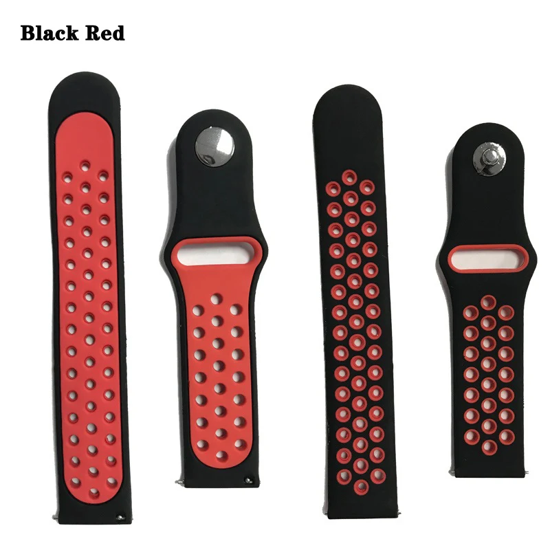 Black Red 20 мм силиконовый ремешок, аксессуары для умных часов, спортивный умный браслет с силиконовым ремешком, ремешок для фитнеса, умный ремешок - Цвет: Black Red