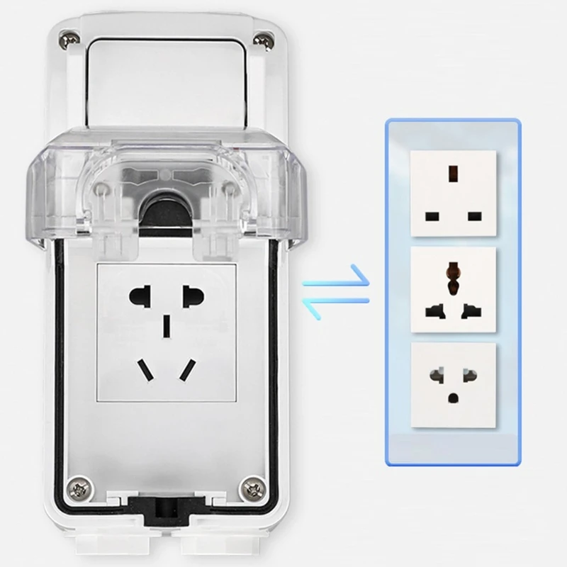 

3 Plug Type US/UK/Multifunction Plug Electrical Wall Socket Waterproof Outdoor Weatherproof Power Outlet for Garden Courtyard