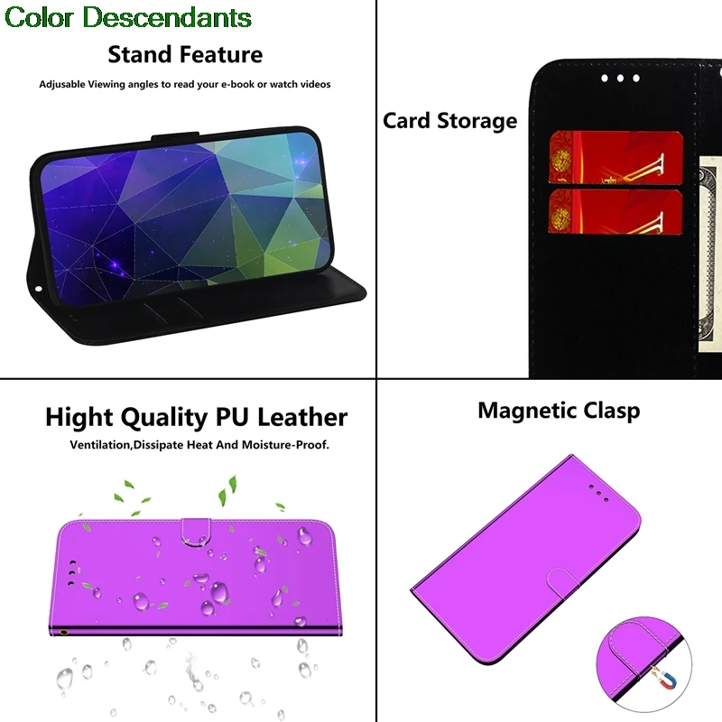Зеркальный чехол для samsung Galaxy A50, стильный чехол-книжка A50, кожаный флип-кошелек, чехлы для телефонов samsung A50, A 50, A505F, A505, полный корпус