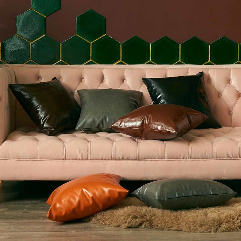 MIHE винтажный Чехол для подушки из искусственной кожи Мягкий Чехол на подушку автомобиля домашний диван Декоративная Подушка Чехол