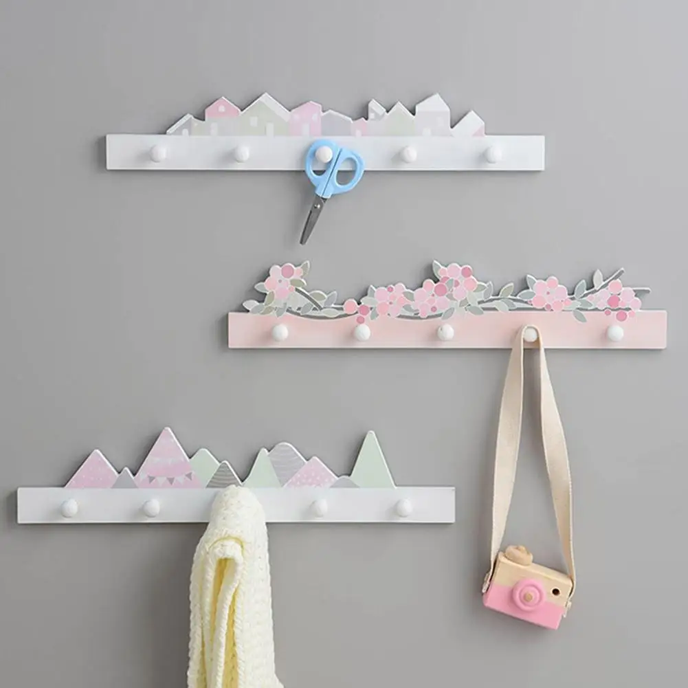 Wall Hanger Children Door Hooks Creative Cute Shape Nail-free Wall