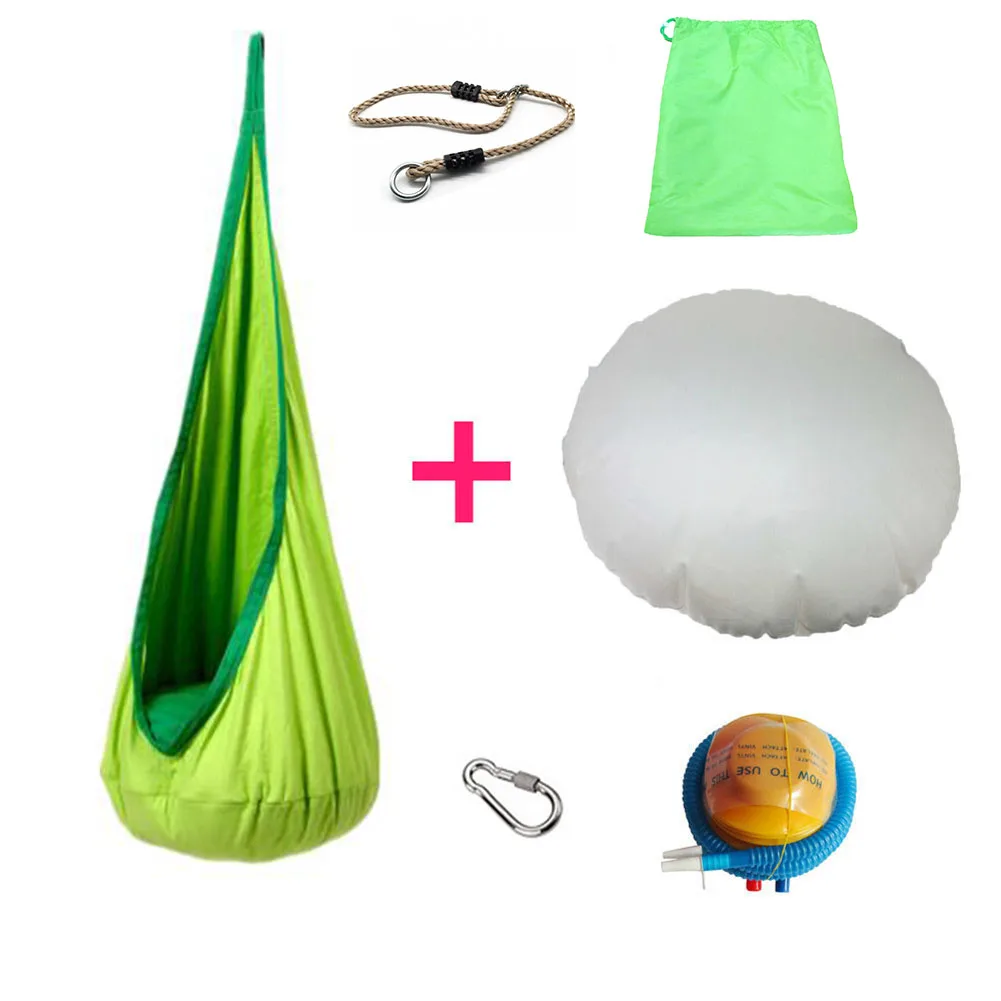 green with rope Креативный детский гамак, садовая мебель, кресло-качалка для помещений и улицы, подвесное сиденье, детское кресло-качалка, патио, портативное - Цвет: green with rope
